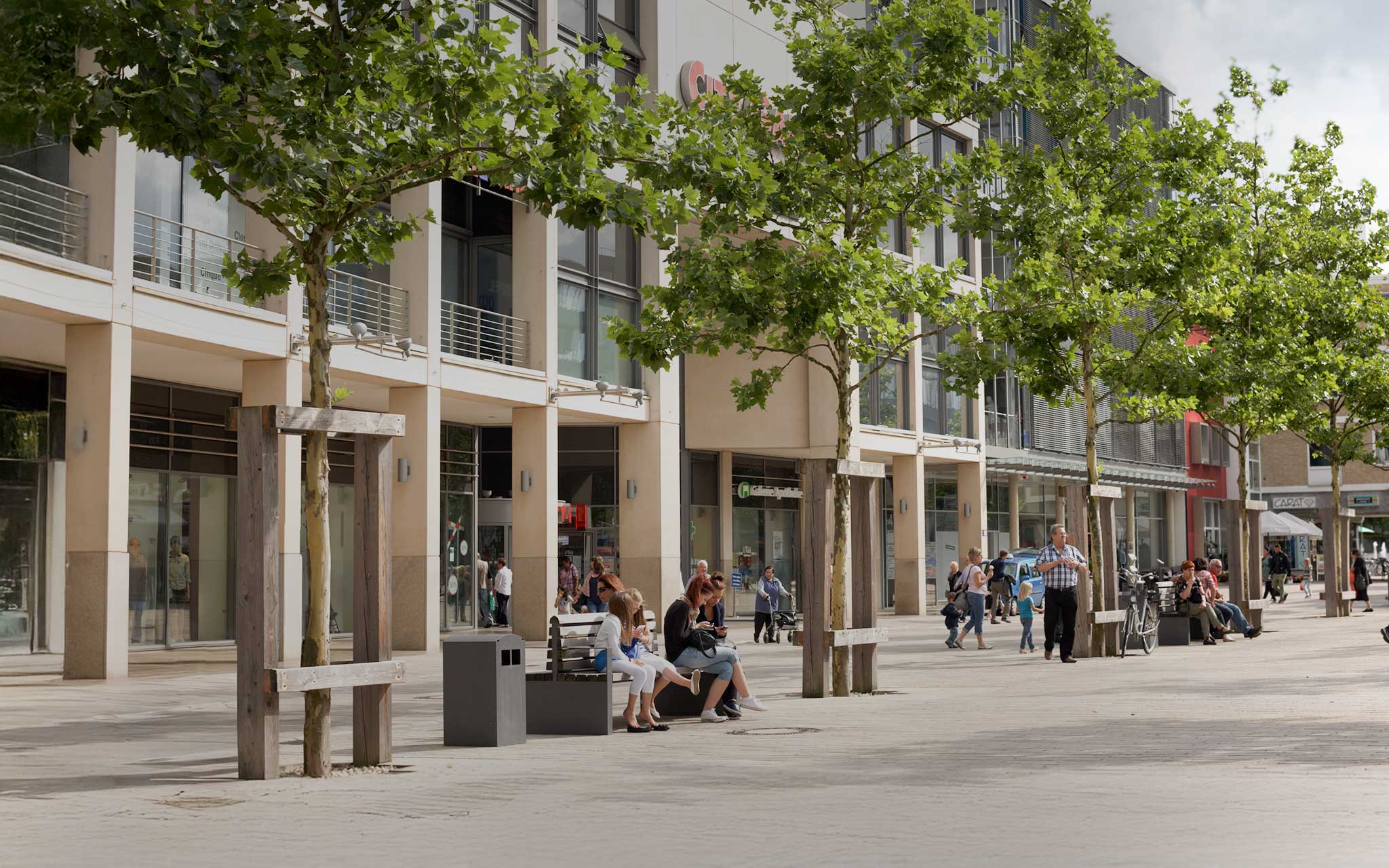Die Einkaufsstraße in der Stadtmitte von Wolfsburg