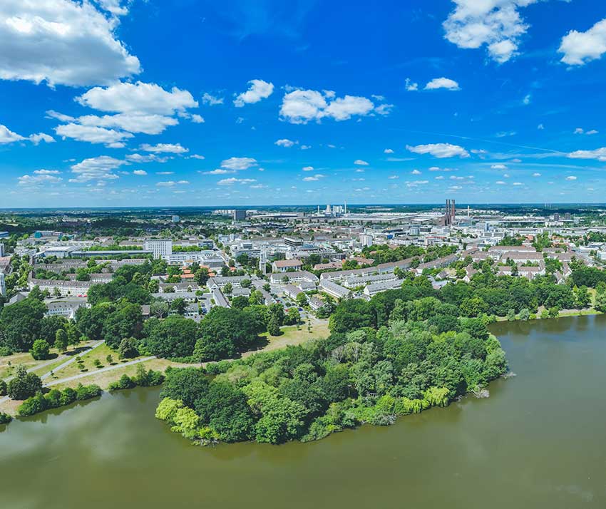 Wolfsburg Stadtmitte Luftaufnahme