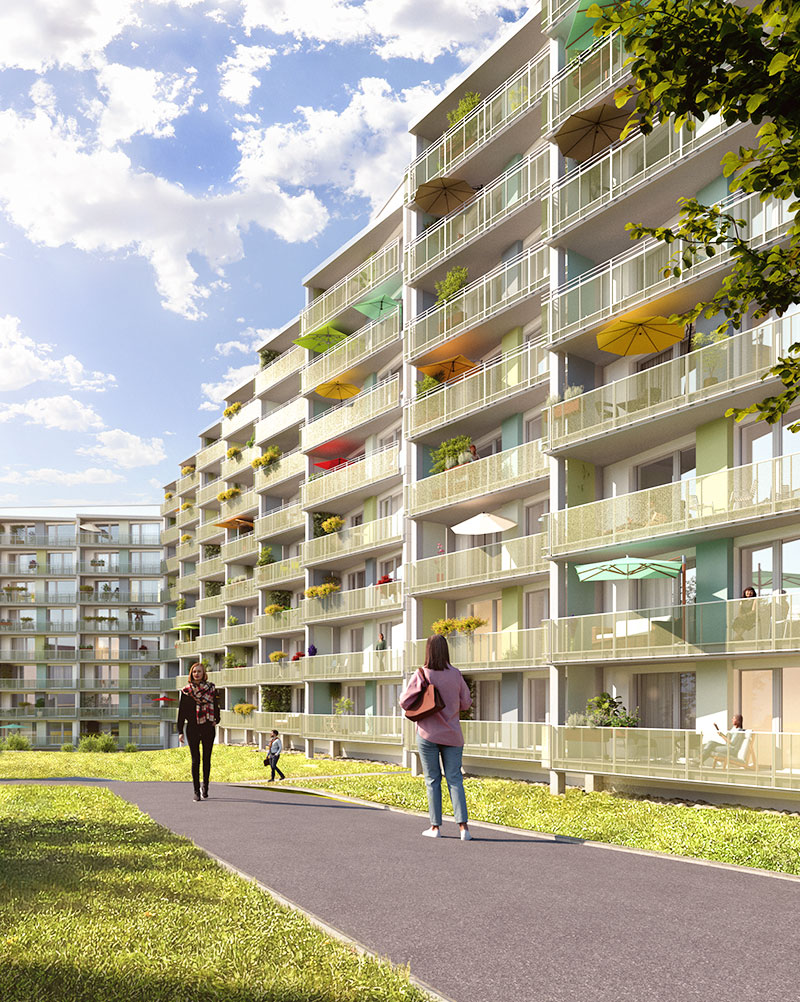 Mozartbogen Balkonseite