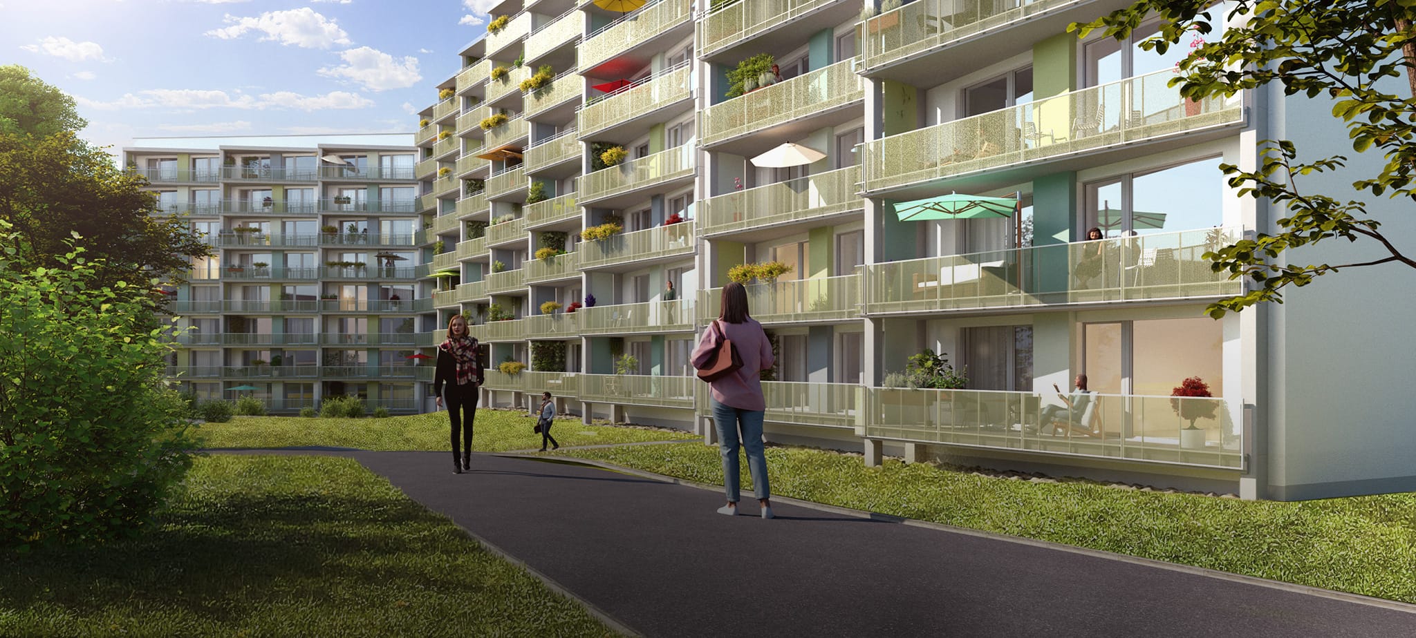 Visualisierung der Mozartbogen Balkonseite